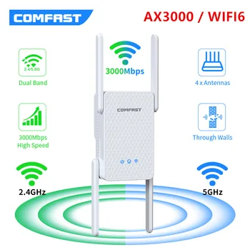  AX3000 WiFi 6 Ретранслятор Расширитель Wi-Fi на большие расстояния 802.11ax Беспроводной маршрутизатор Wi-Fi Усилитель Repetidor с 4 * 2dBi Антеннами CF-XR186