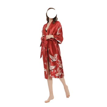  Женская атласная ночная рубашка для сна с V-образным вырезом и рукавом 3/4, пижама для бойфренда