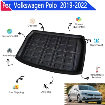  Коврик в багажник автомобиля для Volkswagen VW Polo 2019-2022 2020 Хэтчбек, Материал EVA, Задний грузовой лоток, Багажник, Легко моющиеся прокладки, Аксессуары