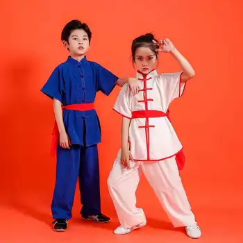  2023 Детская одежда для выступлений по боевым искусствам, униформа Кунг-фу, детская одежда для тренировок по ушу с длинными рукавами LE449