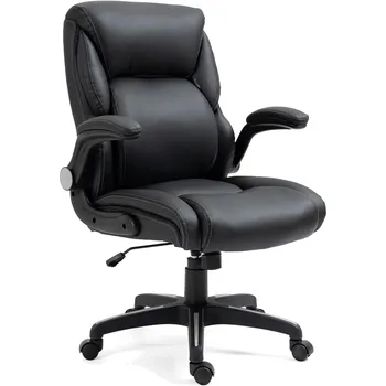  Кожаное офисное кресло для руководителей- Эргономичный домашний компьютерный стул из искусственной кожи с высокой спинкой и мягкими откидывающимися подлокотниками