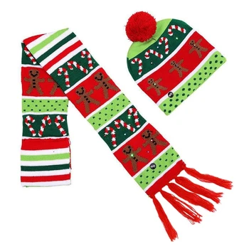  Стильная светящаяся шляпа и шарф в сочетании, модное, подходящее для рождественских вечеринок