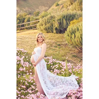  Женское Беременное Платье для Беременных для Фотосессии Летнее Кружевное Макси-платье Для беременных Одежда Для беременных