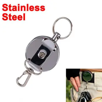  Высокопрочная выдвижная металлическая катушка для бейджа, эластичный брелок для ключей, держатель для удостоверения личности, пряжка для ключей безопасности