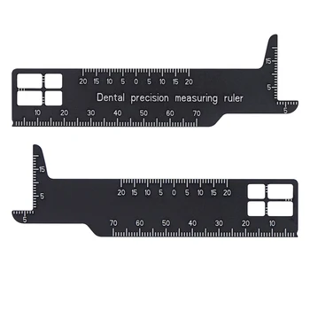  2шт Зубная линейка для зубов Прецизионная измерительная линейка для фотографии Стоматологический измерительный инструмент Стоматологический ортодонтический инструмент