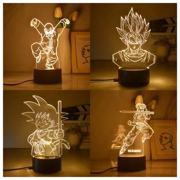  Настольная лампа 3D Dragon-balls Z с мягким светом, сенсорный выключатель, Прикроватная тумбочка для спальни, Gokus LED Light, Украшение комнаты, подарки для детей, классные игрушки