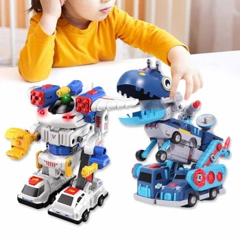  Детский робот-трансформер Динозавр Автомобиль Игрушка для сборки своими руками Фигурка Магнитная игрушка для сборки подарка на день рождения