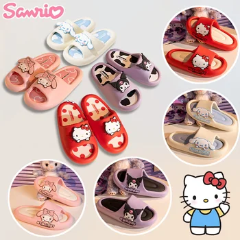  Аниме-тапочки Sanrio Kitty, женские домашние Уличные тапочки, Летняя Пляжная обувь для спальни для девочек, женские шлепанцы, Сандалии на толстой подошве