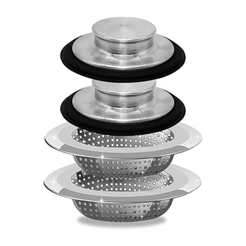  2 комплекта заглушек для фильтра кухонной раковины, кольцо для защиты от брызг, Корзина для фильтра раковины, Детали для блокировки воды в корзине для раковины