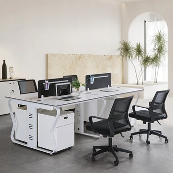  Сочетание белого рабочего стула для персонала, Простой Современный Компьютерный стол для персонала на 46 человек, Офисная мебель
