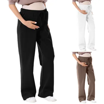  Брюки для беременных, одежда для беременных, стрейчевые Повседневные Свободные брюки, леггинсы для кормления, бесшовные Корейские брюки с карманом