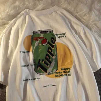  Американская летняя свежая футболка с граффити Модный топ Y2K personality Свободного кроя Для мужчин и женщин Ретро Арт Оверсайз с коротким рукавом