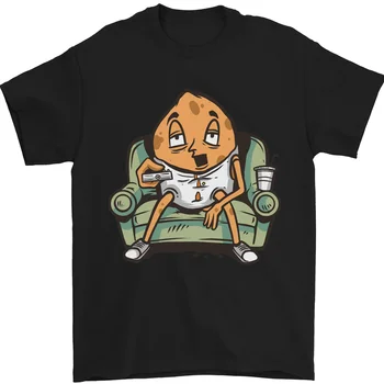  Забавная футболка с ленивым диваном-картошкой для просмотра телевизора из 100% хлопка