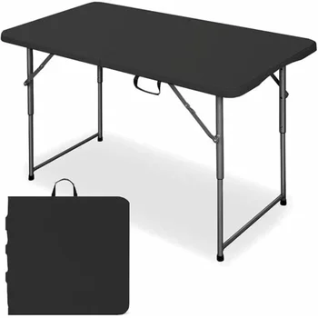  Портативные пластиковые складные столы AEDILYS длиной 4 фута для внутреннего и наружного использования, черный