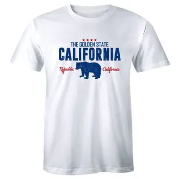  Мужская футболка Golden State California Republic Bear Flag Star Summer Vacation