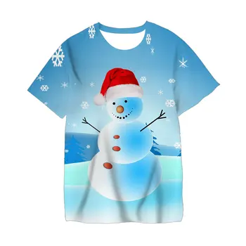  Новая рождественская повседневная футболка с 3D-принтом для детей и взрослых, футболка с круглым вырезом и коротким рукавом, модная уличная одежда в стиле хип-хоп
