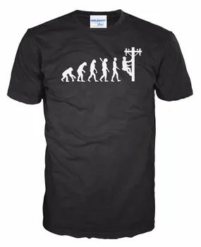  Новейшая модная футболка, мужские крутые футболки Electrician Evolution, забавная футболка Sparky, футболки в стиле милитари