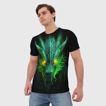 Новая мужская футболка Dragon Year с 3D принтом дракона, персонализированная футболка с круглым вырезом, нейтральный топ с короткими рукавами Оверсайз, уличные мужские топы