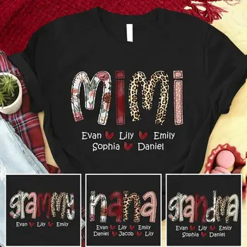  Изготовленная на заказ рубашка Mimi Valentine, рубашка для бабушки с леопардовым цветочным рисунком, рубашка Nana для Valent