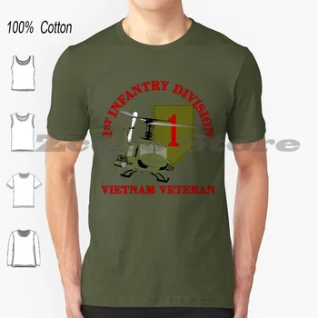  Ветеран Вьетнама 1-й Пехотной дивизии (Боевой корабль Uh-1) Футболка из 100% Хлопка Удобная Высококачественная 1-я Пехотная 1-я