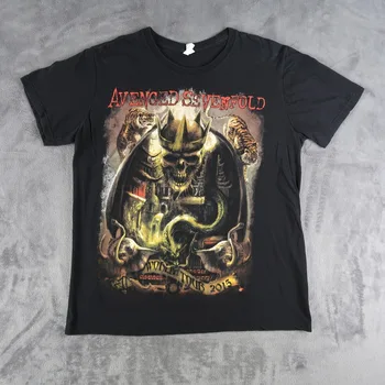  Винтажная Рубашка Группы Avenged Sevenfold World Tour 2015 Размер Средний M Черный Рок с длинными рукавами