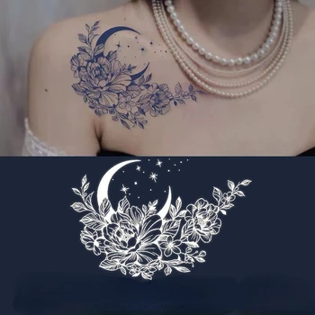  Поддельные Татуировки для Тела Женщины Мужчины Звезда Луна Цветок Водонепроницаемый Сок Татуировки Наклейки Рука Бедро Временные Татуировки Цветок Оптом