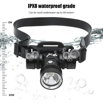  Новая водонепроницаемая фара для подводного плавания 100 м Cree Xml-l2 1000лм, фара Ipx8 18650, аккумулятор со светодиодом