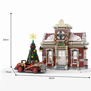  Маленькая Зимняя ратуша, Вид на Деревенскую улицу, Рождественская атмосфера, Строительные кирпичи, игрушки своими руками для детей, подарки на день рождения, 983 шт