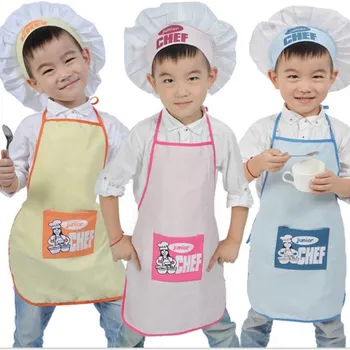  Комплект из 3шт детского фартука + шляпы шеф-повара + рукавов, детская одежда для косплея шеф-повара, Детские семейные кухонные принадлежности, игровая домашняя одежда