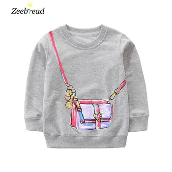  Zeebread, осенне-зимние толстовки для девочек с принтом сумки, милые Серые спортивные рубашки с длинным рукавом, хит продаж, Детские топы, рубашки