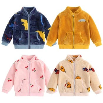  MODX/ Детская фланелевая куртка, мягкая новинка 2023 года, весенне-осенняя детская куртка с рисунком динозавра для девочки, теплое пальто для мальчиков, одежда 2-6 лет